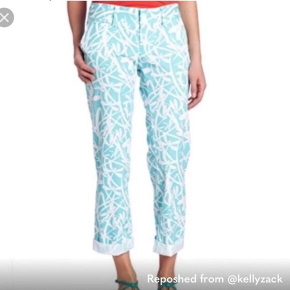 Lilly Pulitzer Blue Dragonfly Straight Golf Chino Pants Trousers  Women's Size 8 - Picture 1 of 8